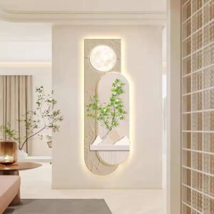 "Moonlit Serenity: Modern Wall Art with LED Illumination"