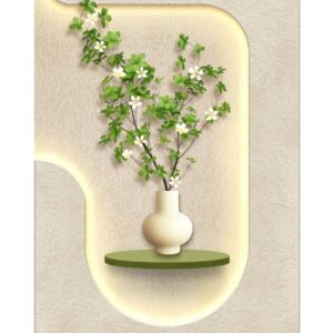 "Modern Glow: Illuminated Wall Art with Natural Accents"