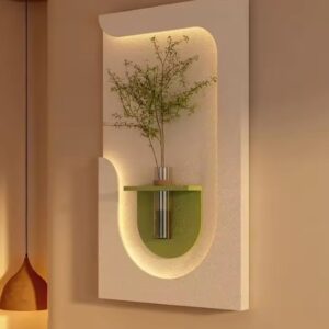 Contemporary Wall Art with Green Glass Vase