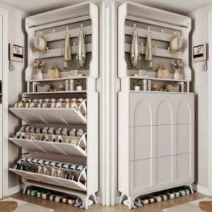Luxury Multifunctional Shoe Cabinet with Coat Rack-Space -Saving Elegance